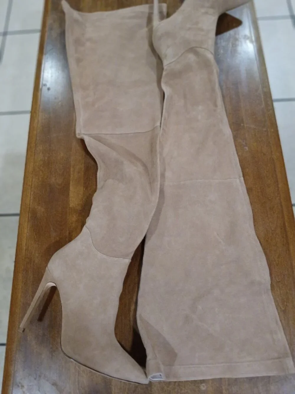 RAYE Tan Suede Thigh Height Stiletto Boots sz 8.5 M
